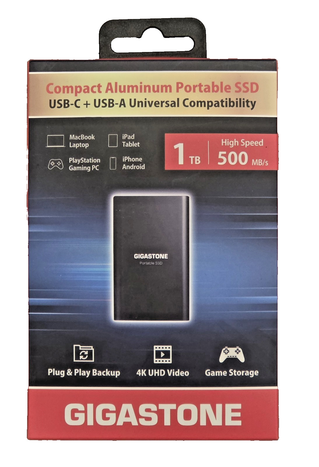NEW✅ GIGASTONE 1TB Compact Portable SSD 🔧Metal Design ⭐USB-C and USB-A🔥500MB/s