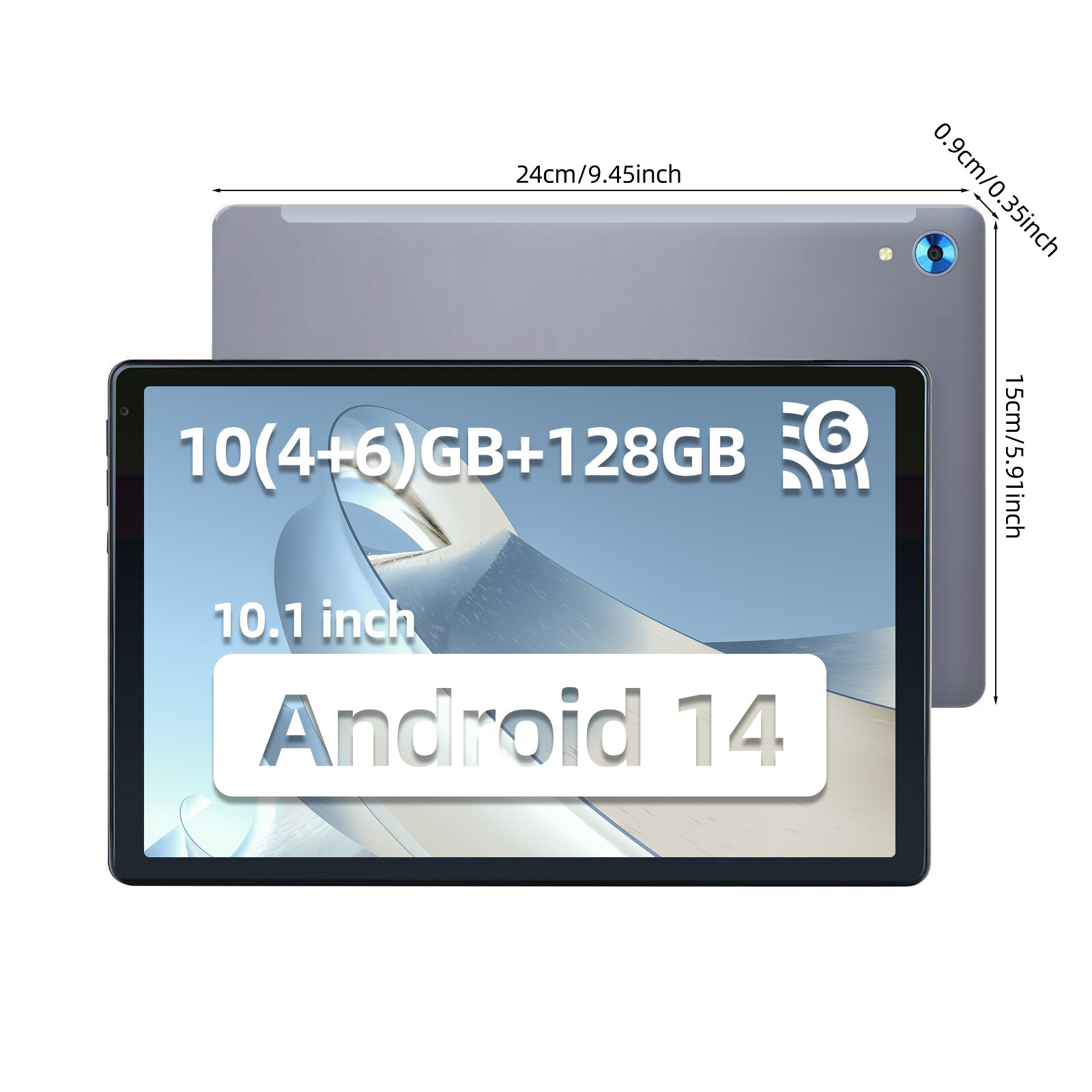 AEEZO 10.1 inch Android 14 Tablet 10+128GB Touchscreen Octa-core Processor Wi-Fi