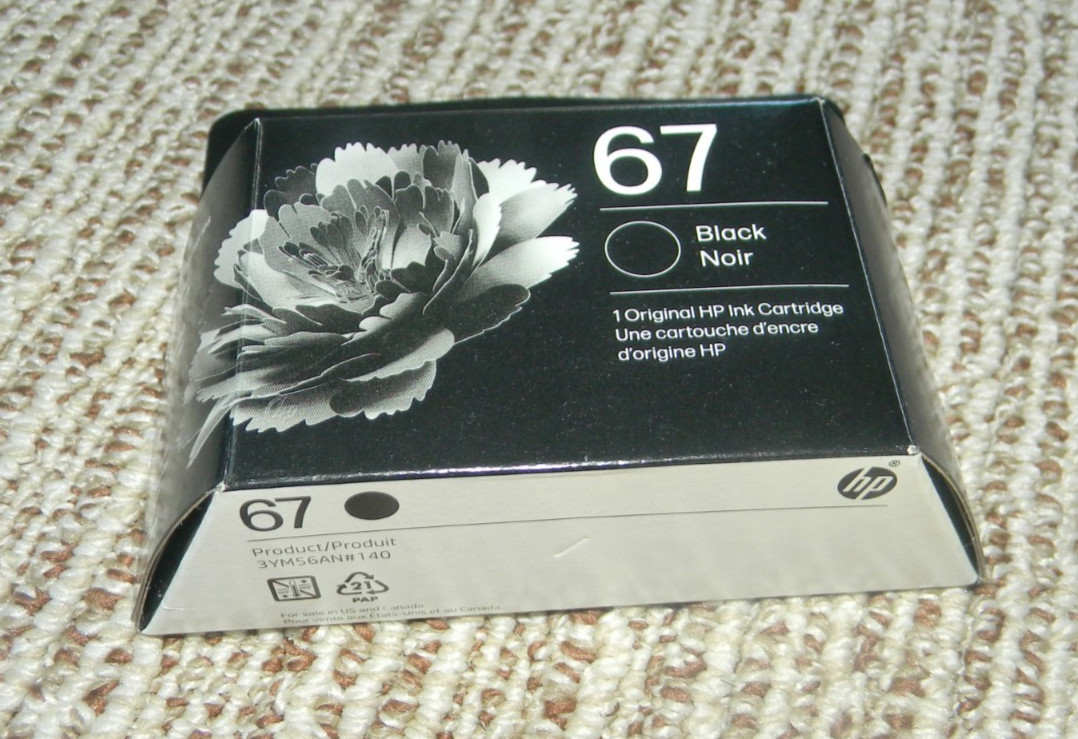New Genuine HP 67 Black Ink Cartridge in Retail Box EXP 01/2028 Free Shipping