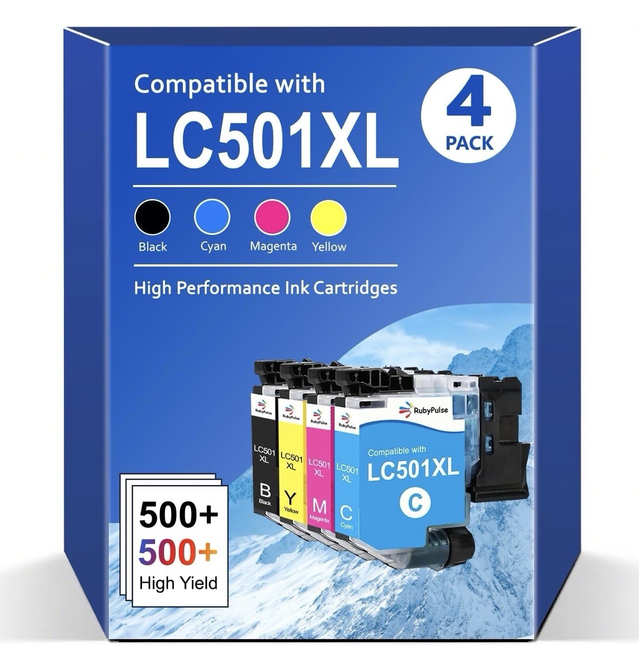 LC501XL LC501 4 Pack Ink Cartridges Compatible for Brother MFC Printers