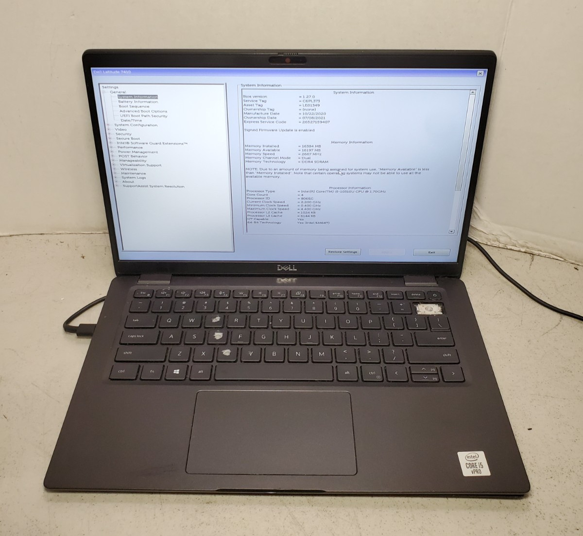 Dell Latitude 7410 14″ Laptop i5-10310U 1.7GHz 16GB RAM No SSD/OS! #69