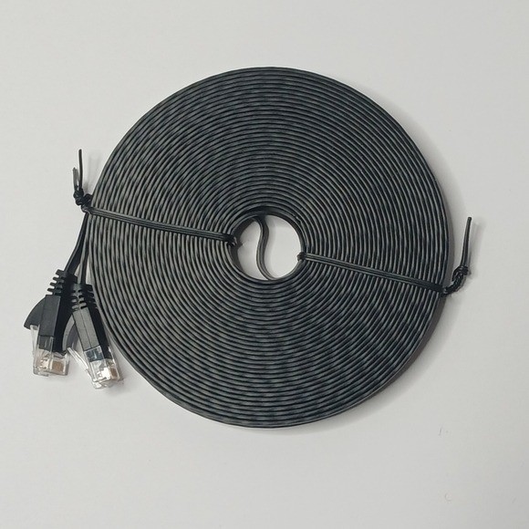 Ethernet Cable 100 ft High Speed, Black Flat Internet Network Cable