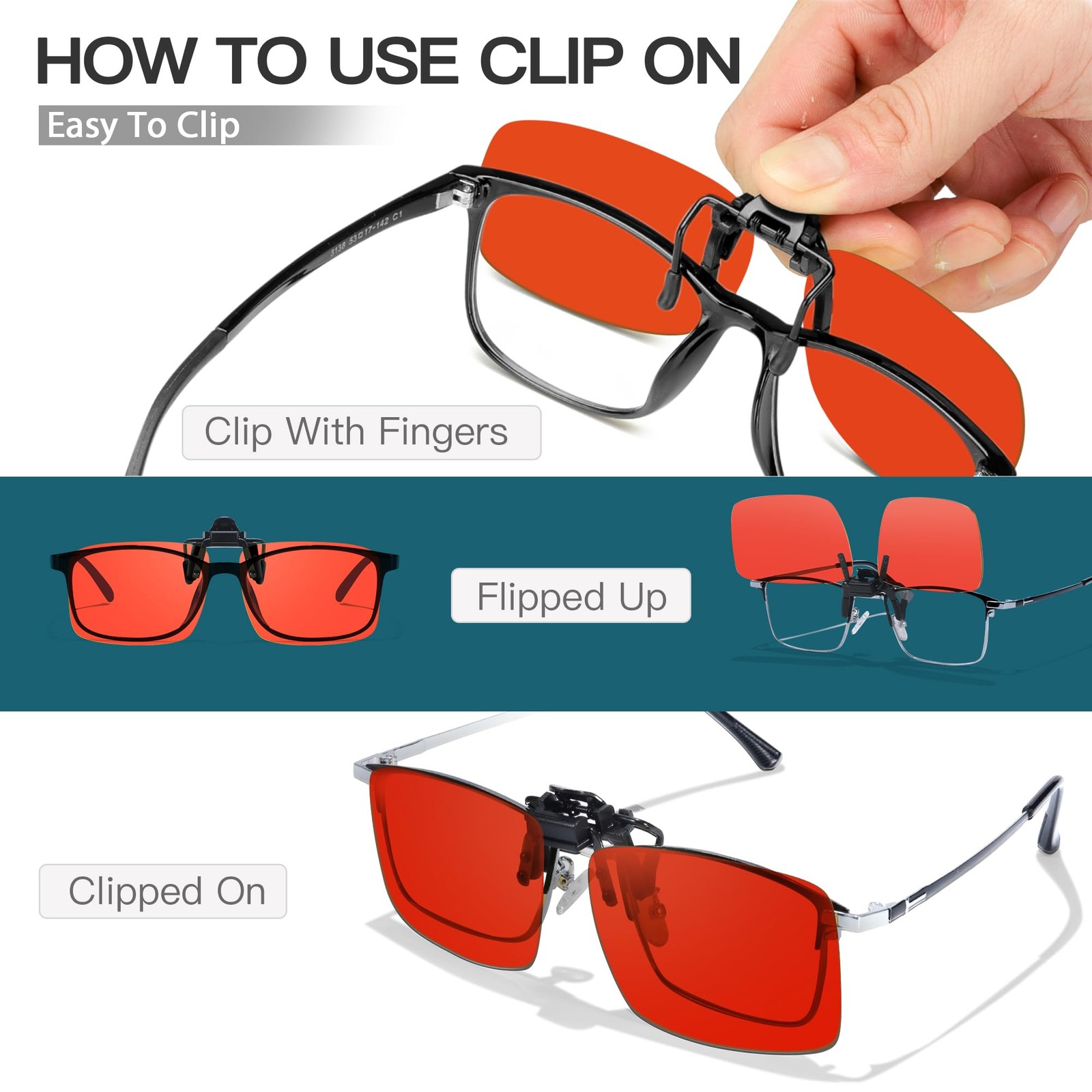 Blue Light Clip Ons for Glasses for Men Women Blue Light Blocker Fit Over Com…