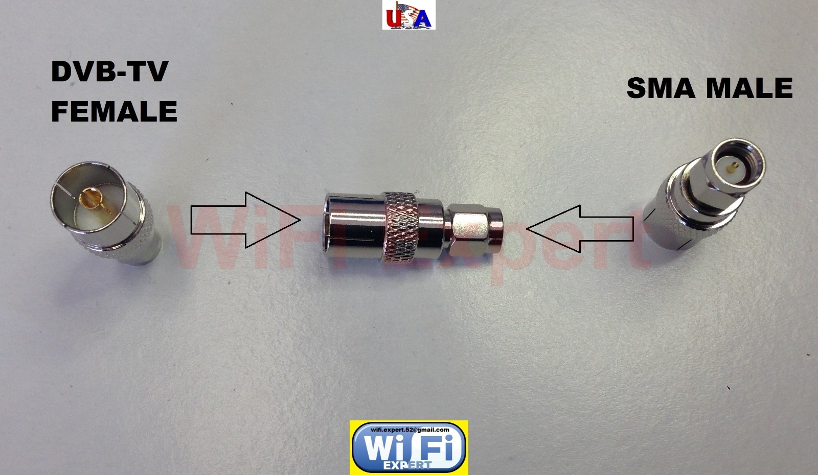1x Nickel SMA Male Plug to IEC PAL DVB-T TV Female Jack RF adapter connector USA
