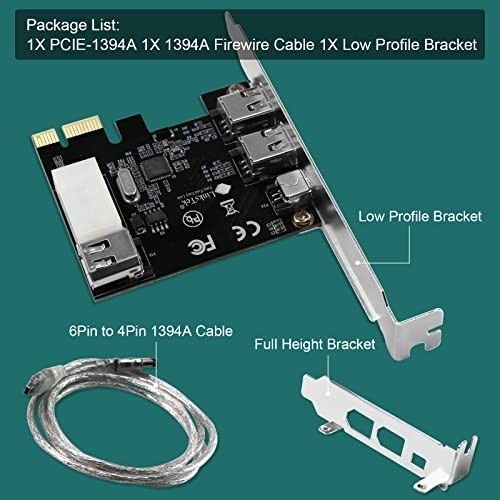4-Port FireWire 400 Expansion Card for Windows PC, 3x 6Pin & 1x 4Pin, Cables Inc