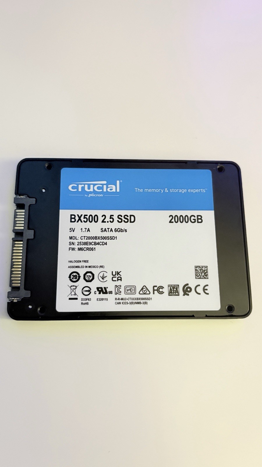 Crucial BX500 2TB 2.5in Internal SSD SATA III for PC/Laptop CT2000BX500SSD1