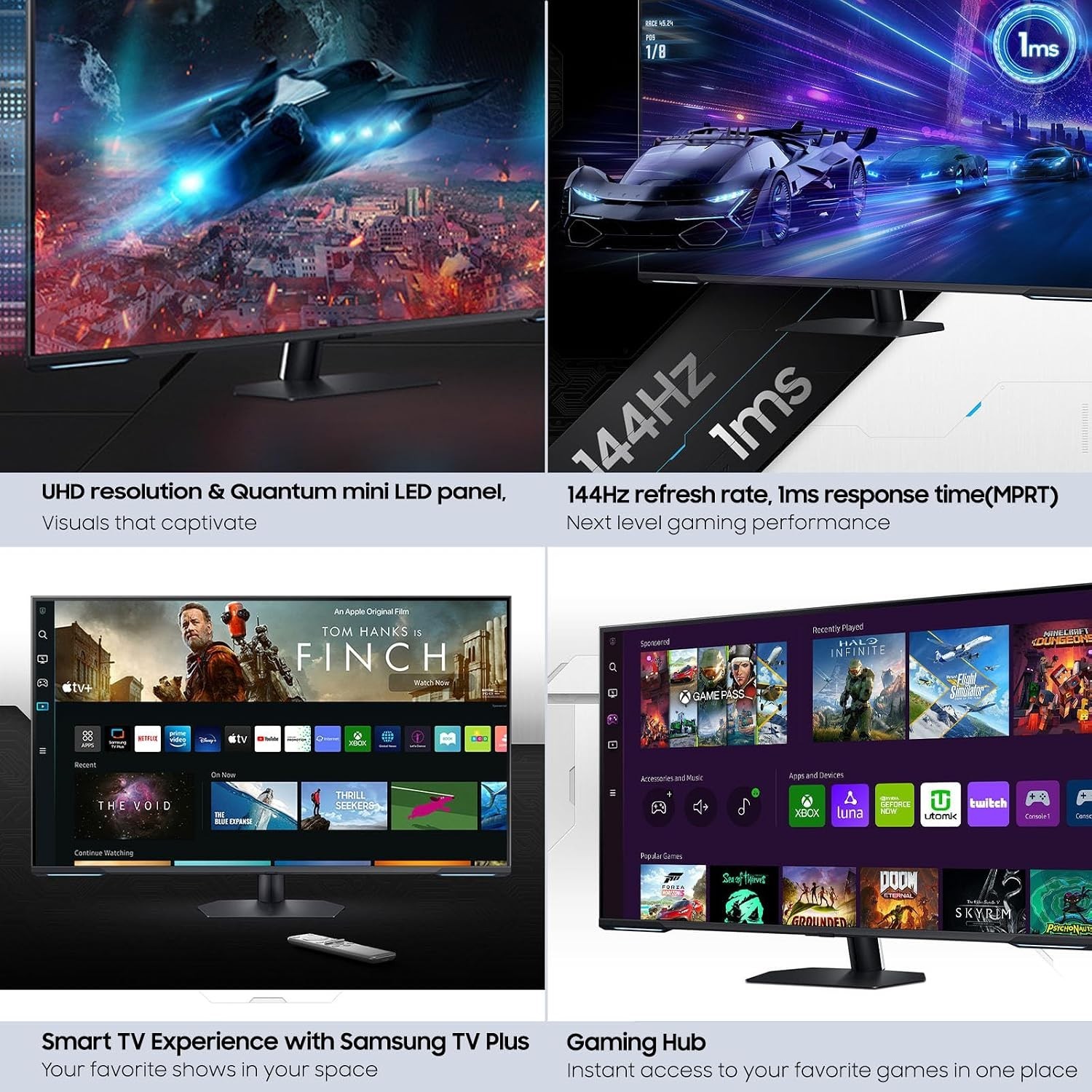 Samsung 43 inch Odyssey Neo G7 Series 4K UHD Smart Gaming Monitor 144Hz; 1ms