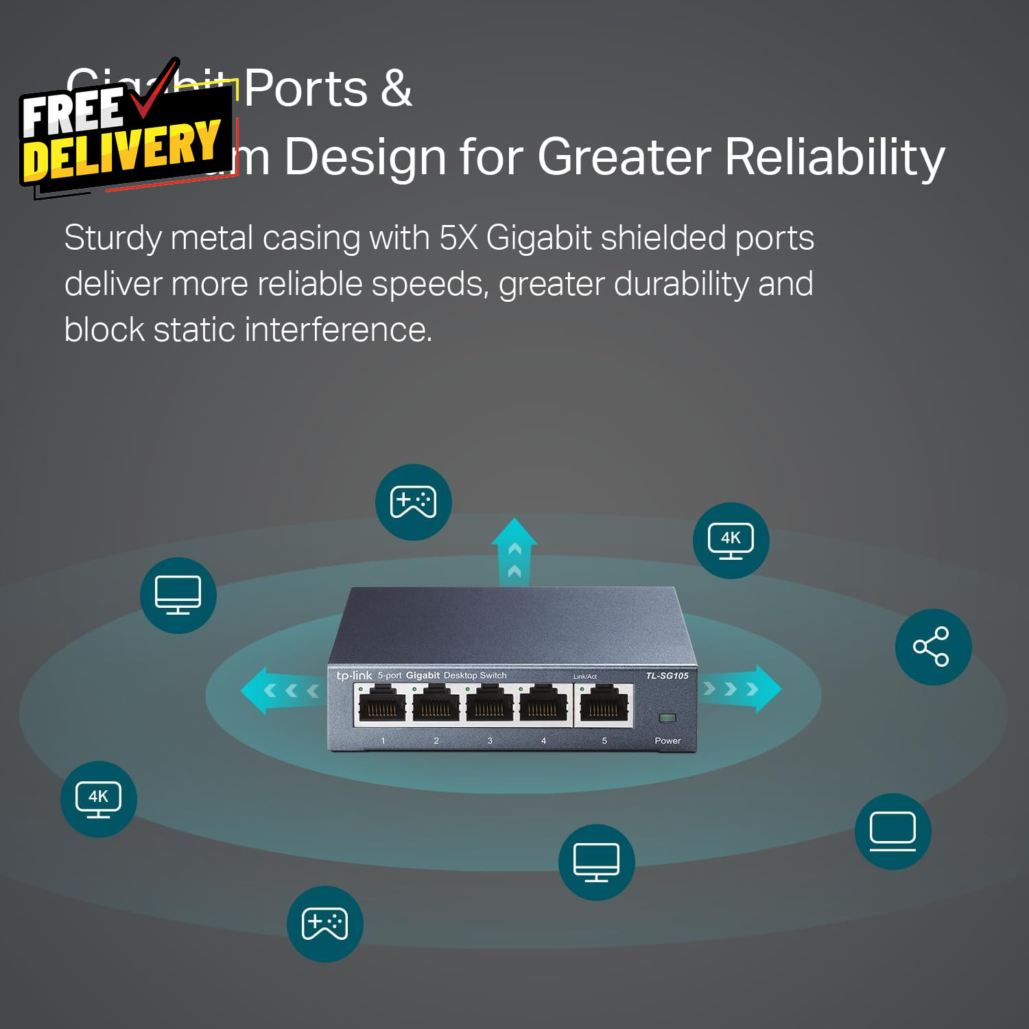 TL-SG105 5 Port Gigabit Unmanaged Ethernet Switch Network Hub Ethernet Spli…..