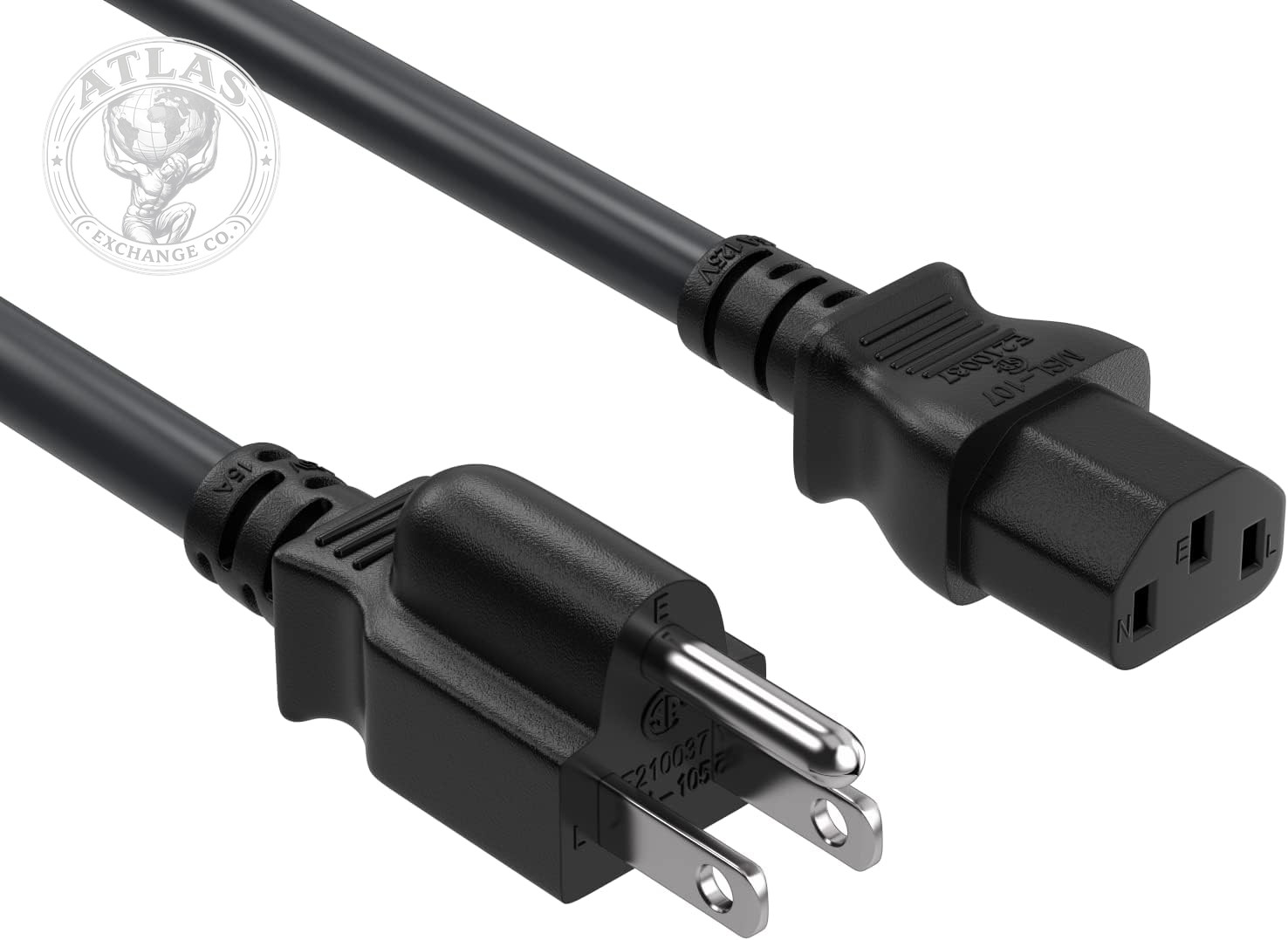 Cable Leader 3Ft 14AWG Computer Power Cord, NEMA 5-15P to IEC C13 AC Power Cable