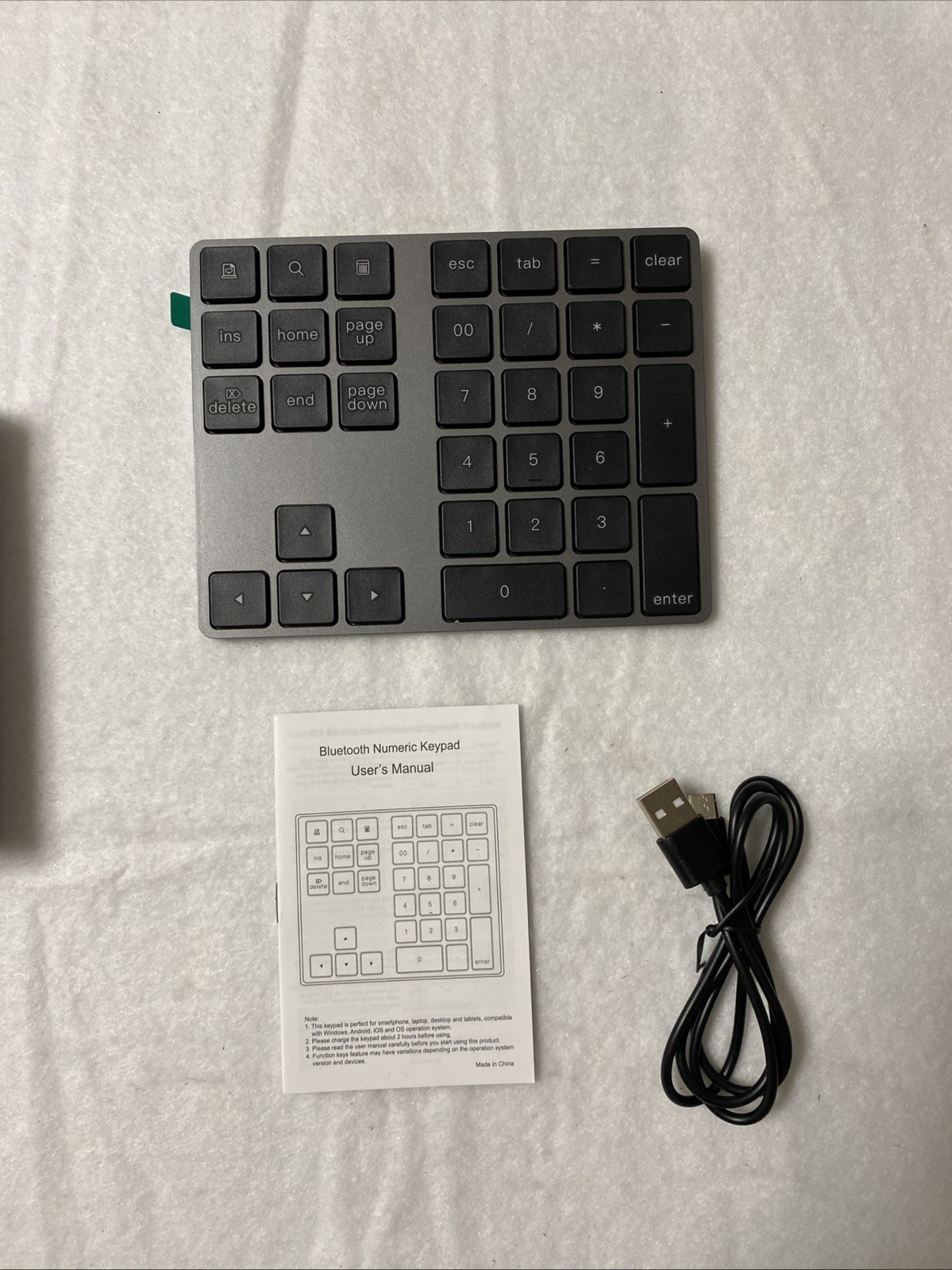 Bluetooth Number Pad Wireless USB-C Rechargeable 34-Keys for MacBook/PC