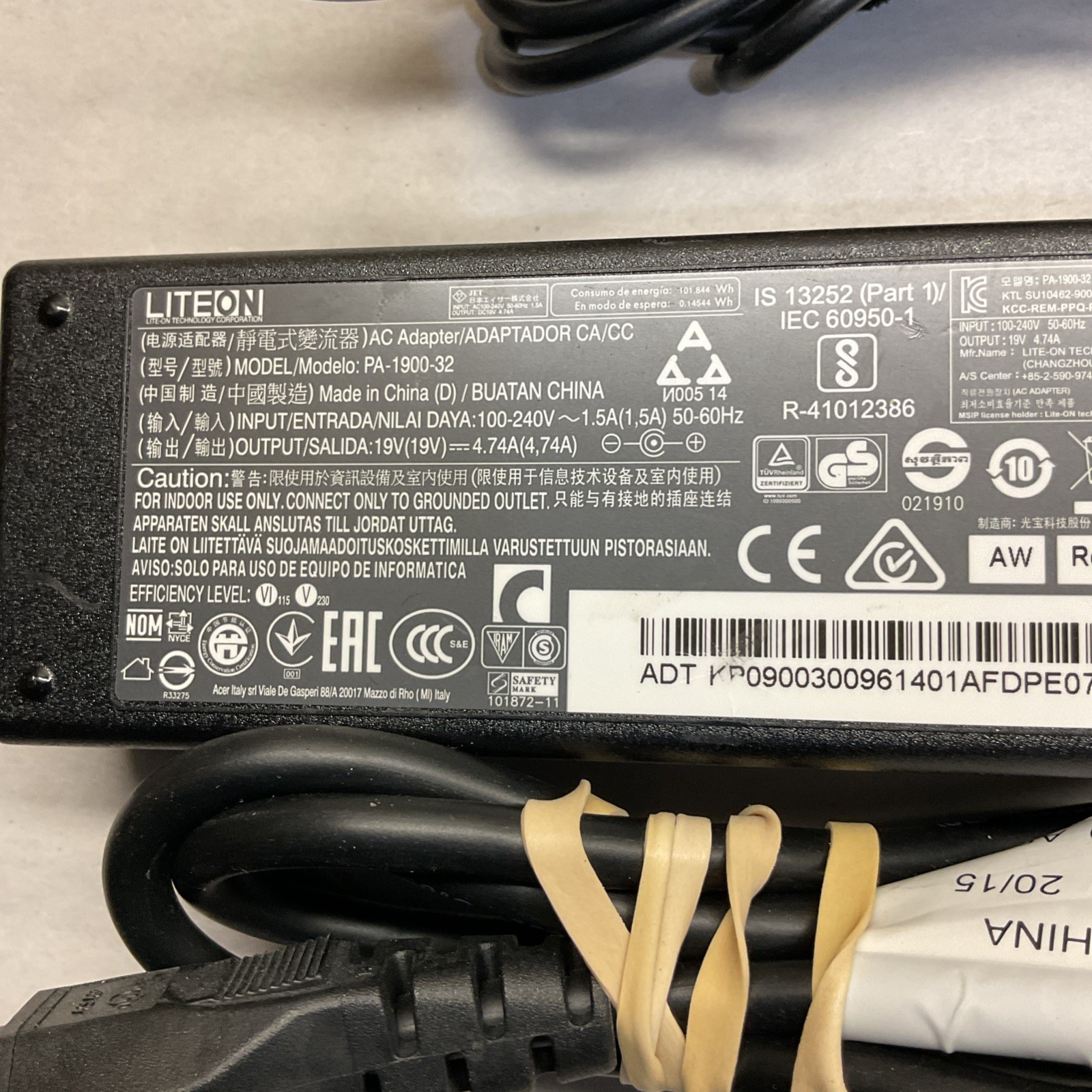 Genuine LITEON PA-1900-32 UNIVERSAL AC Adapter Power Supply 19V 4.74A 5.5mm Tip