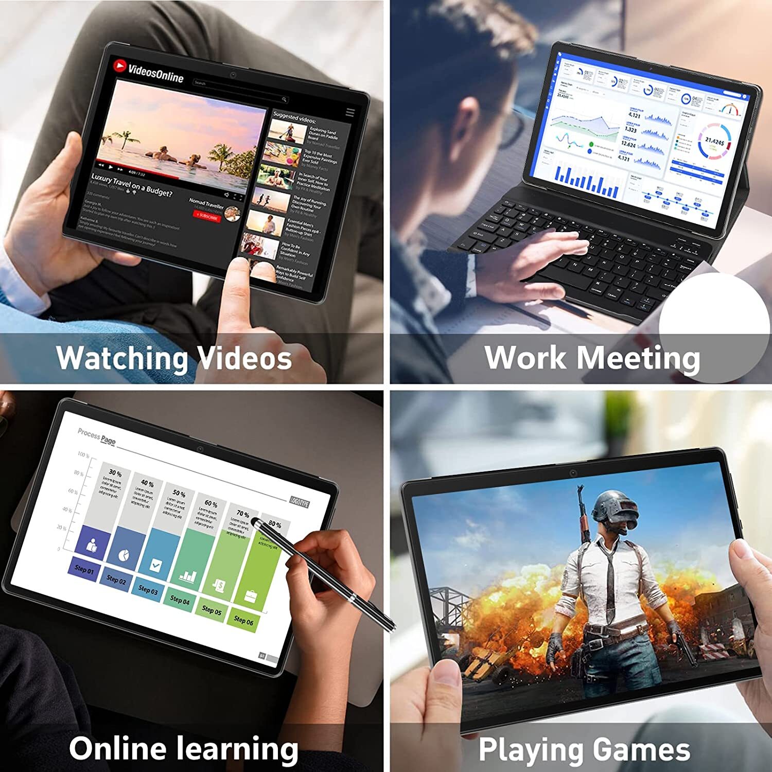 4G LTE Android 10 10.1” Tablets Deca Core 1920*1200 IPS 8GB RAM 256GB ROM GPS