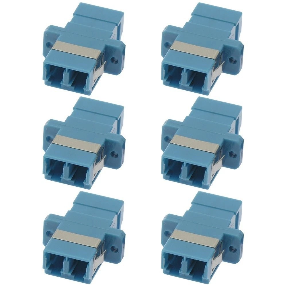 6x LC to LC Duplex Single Mode Flange Fiber Optic Optical Adapter Connector Blue
