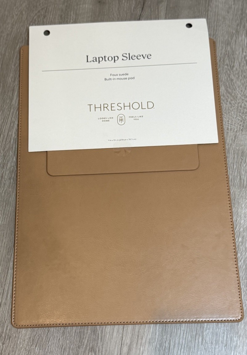 Faux Suede and Leather Laptop Sleeve with Built-In Mouse Pad Brown – Threshold