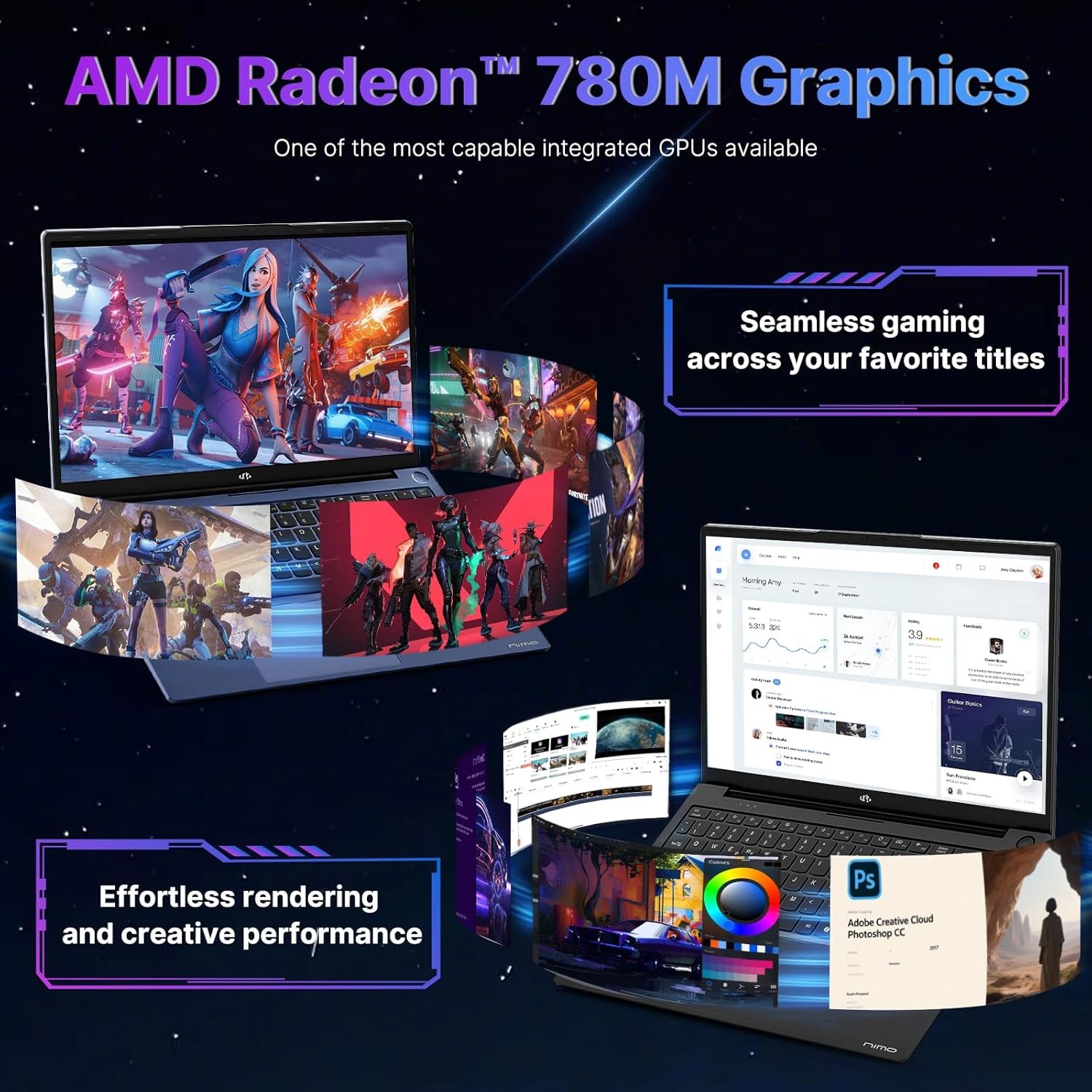 NIMO 17.3 Light Gaming-Laptop R9 8945HS 16GB RAM 1TB SSD Radeon 780M Backlit KB