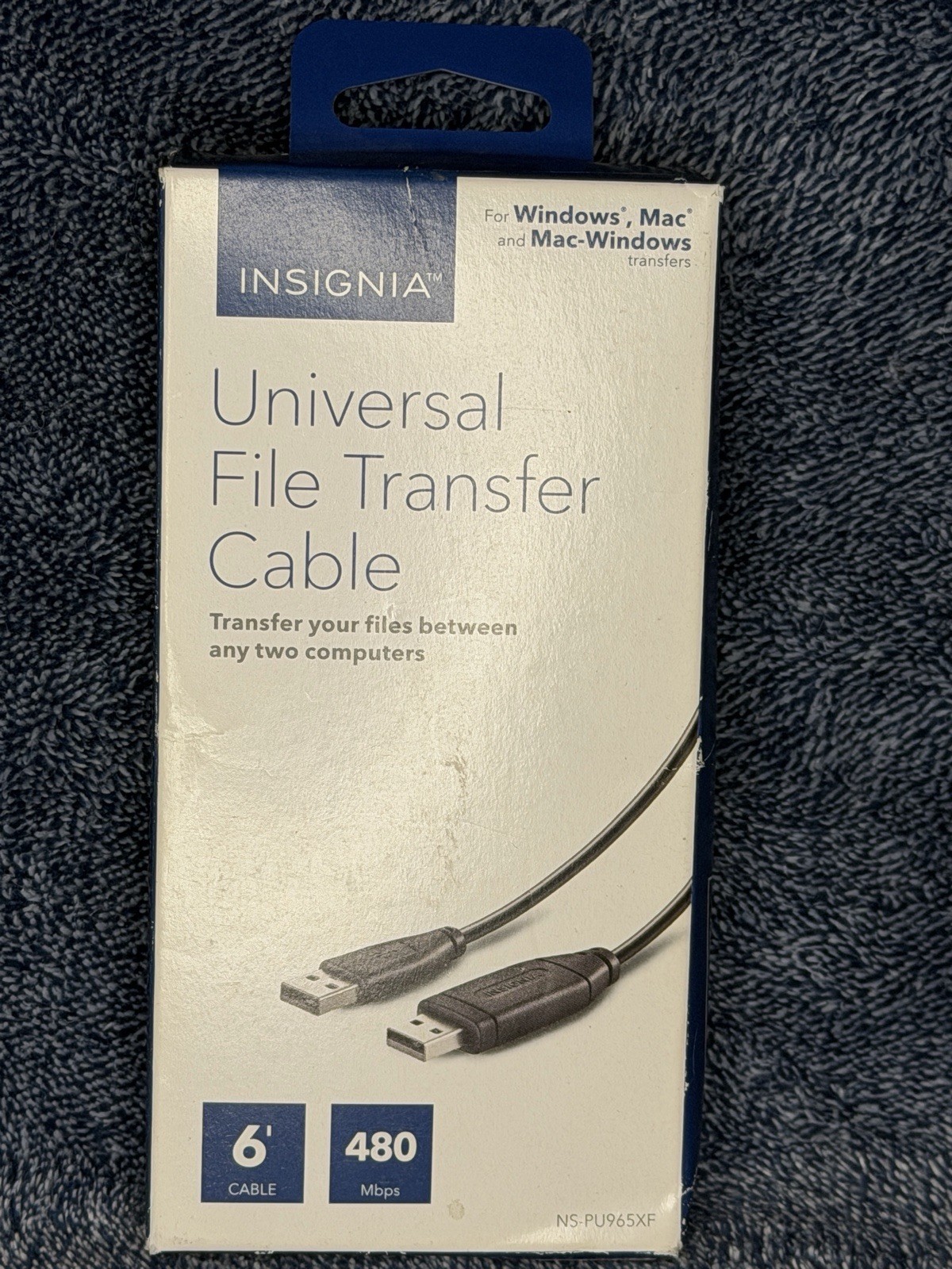 Insignia Universal File Transfer Cable 6ft USB Windows Mac PC to PC 480 Mbps