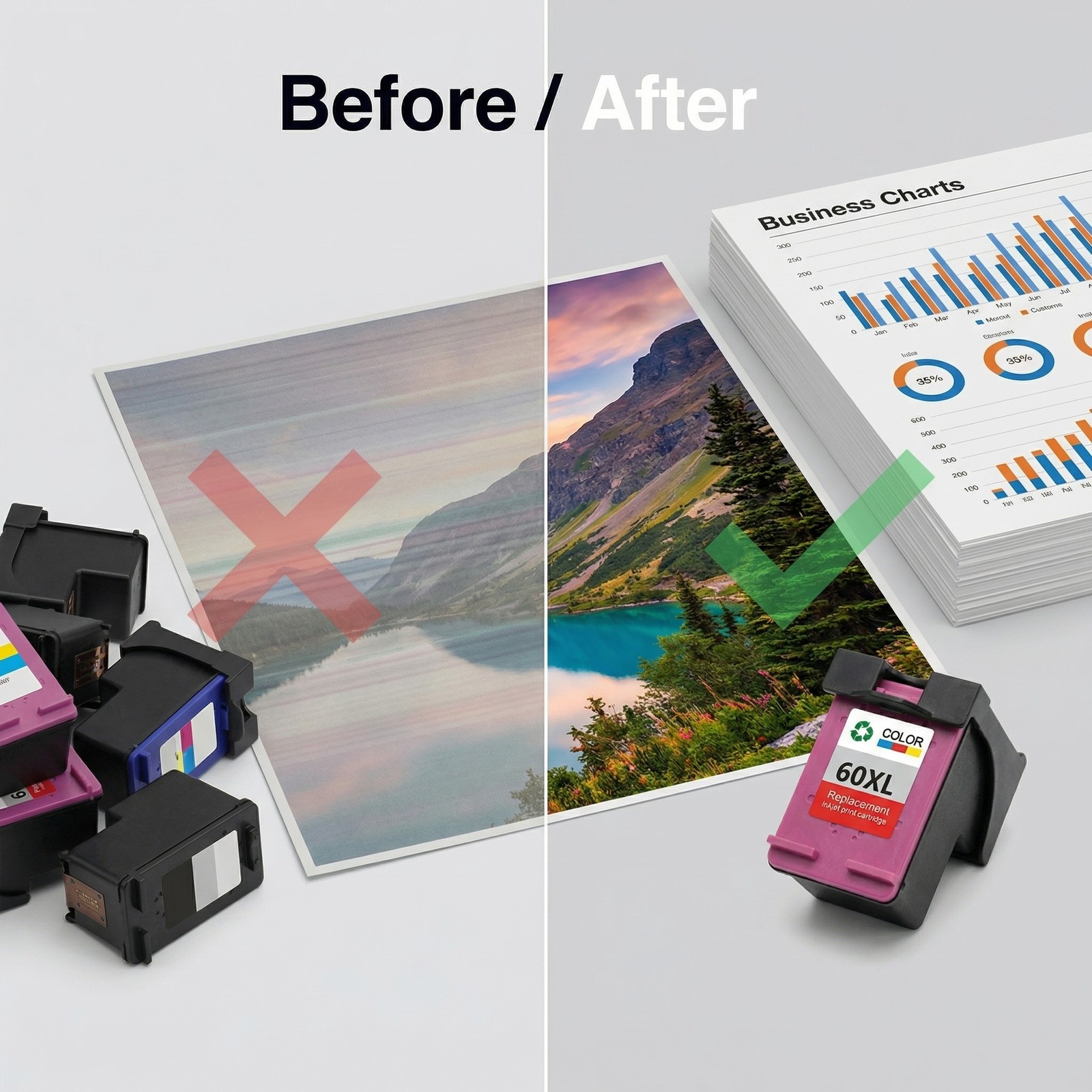 1x Color HP60XL Ink Cartridge For HP Photosmart C4780 C4680 C4700 D110a F4440