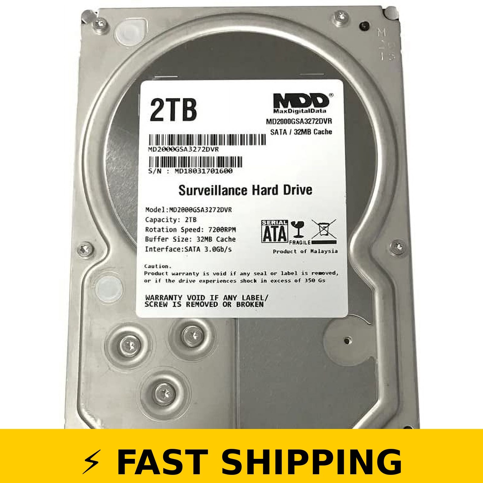 MDD MaxDigitalData 2TB 7200RPM 3.5″ Internal CCTV DVR Hard Drive