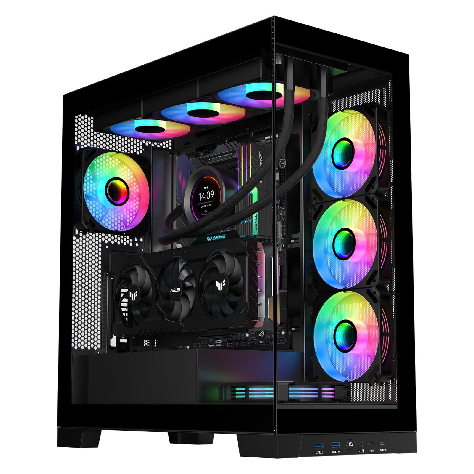 SAMA NEVIEW 4503 Black Full Tower PC Case, Dual Tempered Glass Panels, 4X12CM…
