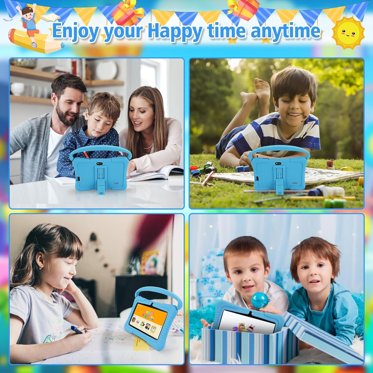 Veidoo Kids Tablet, 7 inch Android Tablet PC, 2GB RAM 32GB ROM, Tablet Blue USED