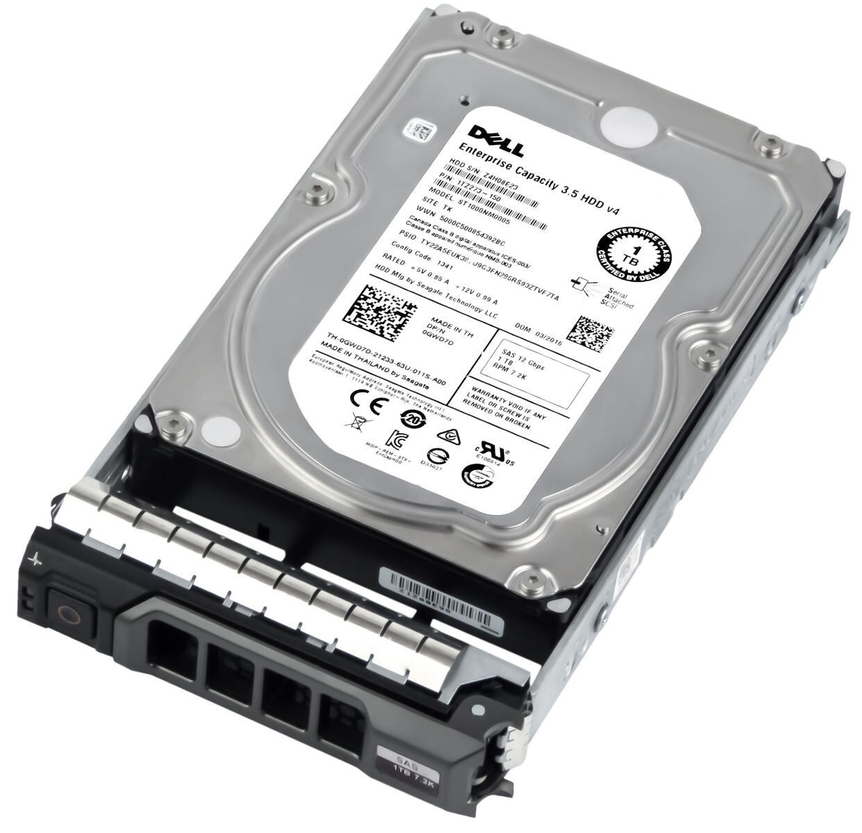 HARD DRIVE DELL 0GWD7D ST1000NM0005 1TB 7.2K 128MB SAS-3 3.5”