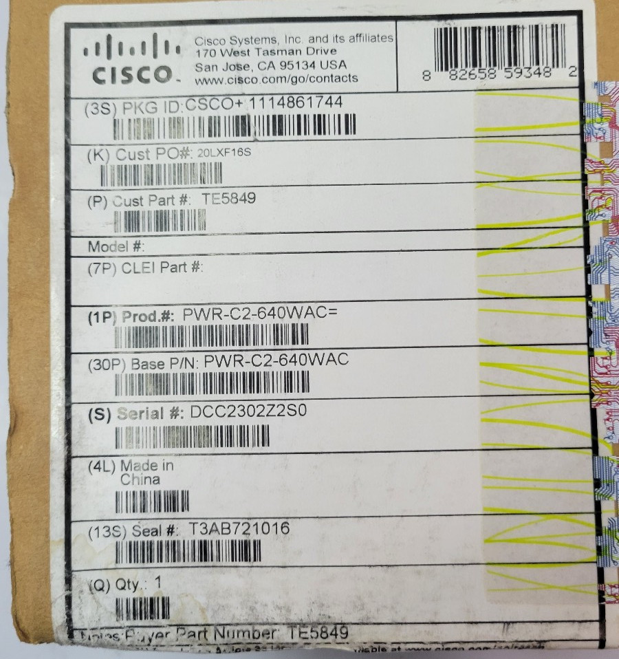 Cisco PWR-C2-640WAC Power Supply Module – New Sealed