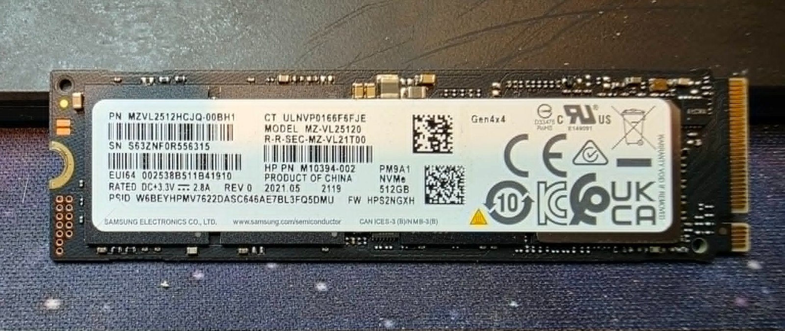 500 GB Samsung or Micron SSD Gen4 NVMe