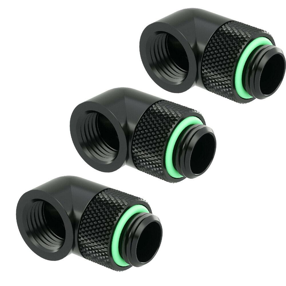 3PC Barrow 90 Degree Angle G1/4″ Rotary Fitting Adapter Swivel for Water Cooling