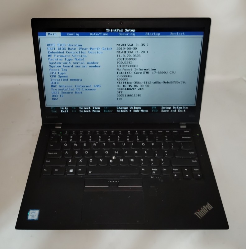 LENOVO ThinkPad T470s W10DG PC Laptop Intel I7-6600U 4GB SEE NOTES