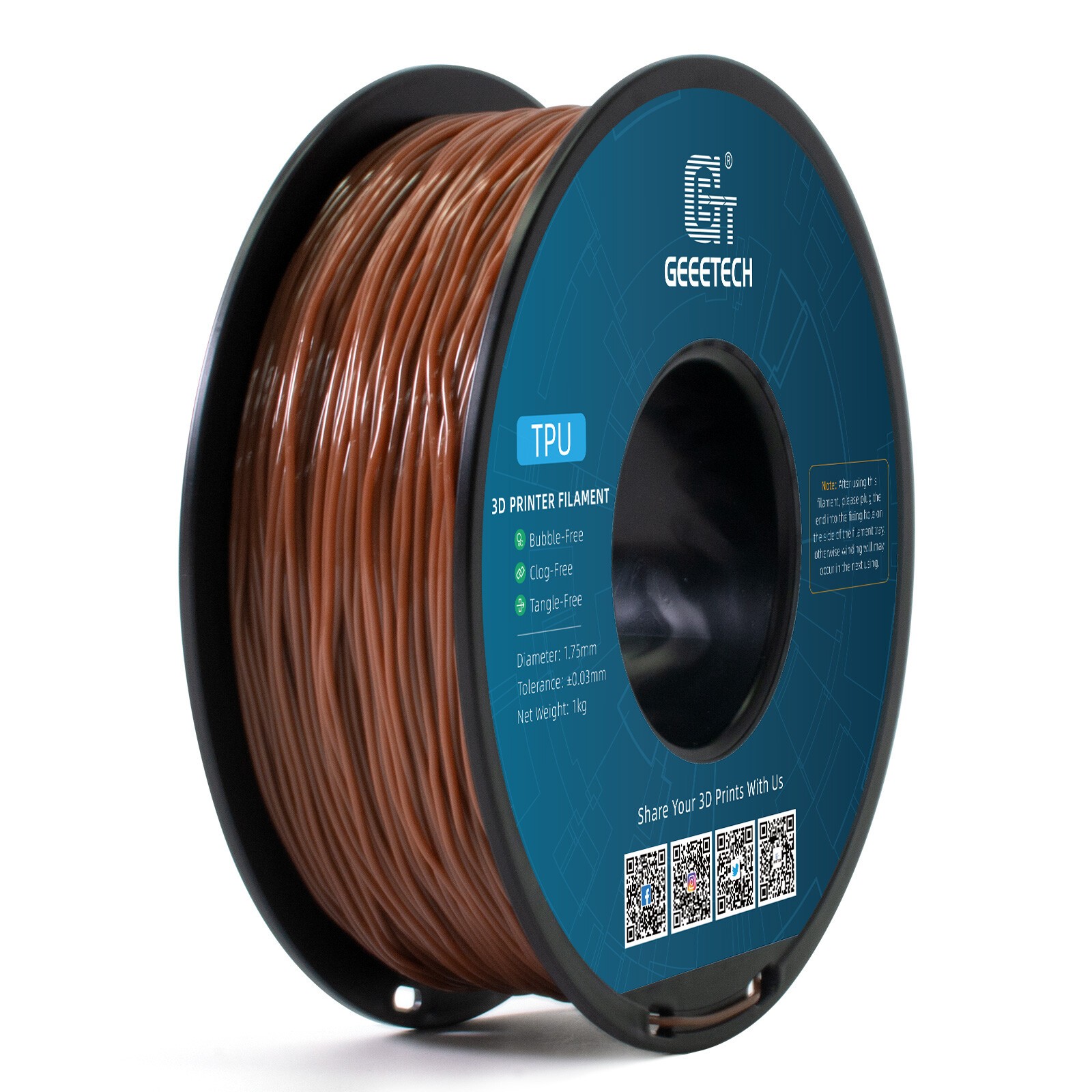 【Buy 6 Get 4 Free,Add 10】1KG/Roll GEEETECH 3D Printer Filament TPU 1.75MM 95A US