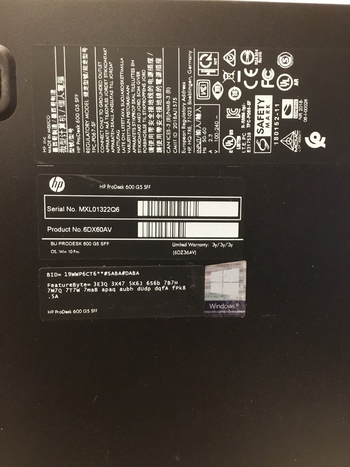 HP ProDesk 600 G5 SFF Computer i7-9700 3.0GHz 8-Core 8GB RAM 1TB HDD DVDRW