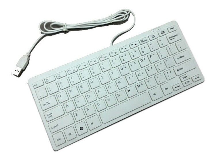 CQT 78 Keys Mini Slim Lightweight Wired USB Plastic White Keyboard Windows 7 10