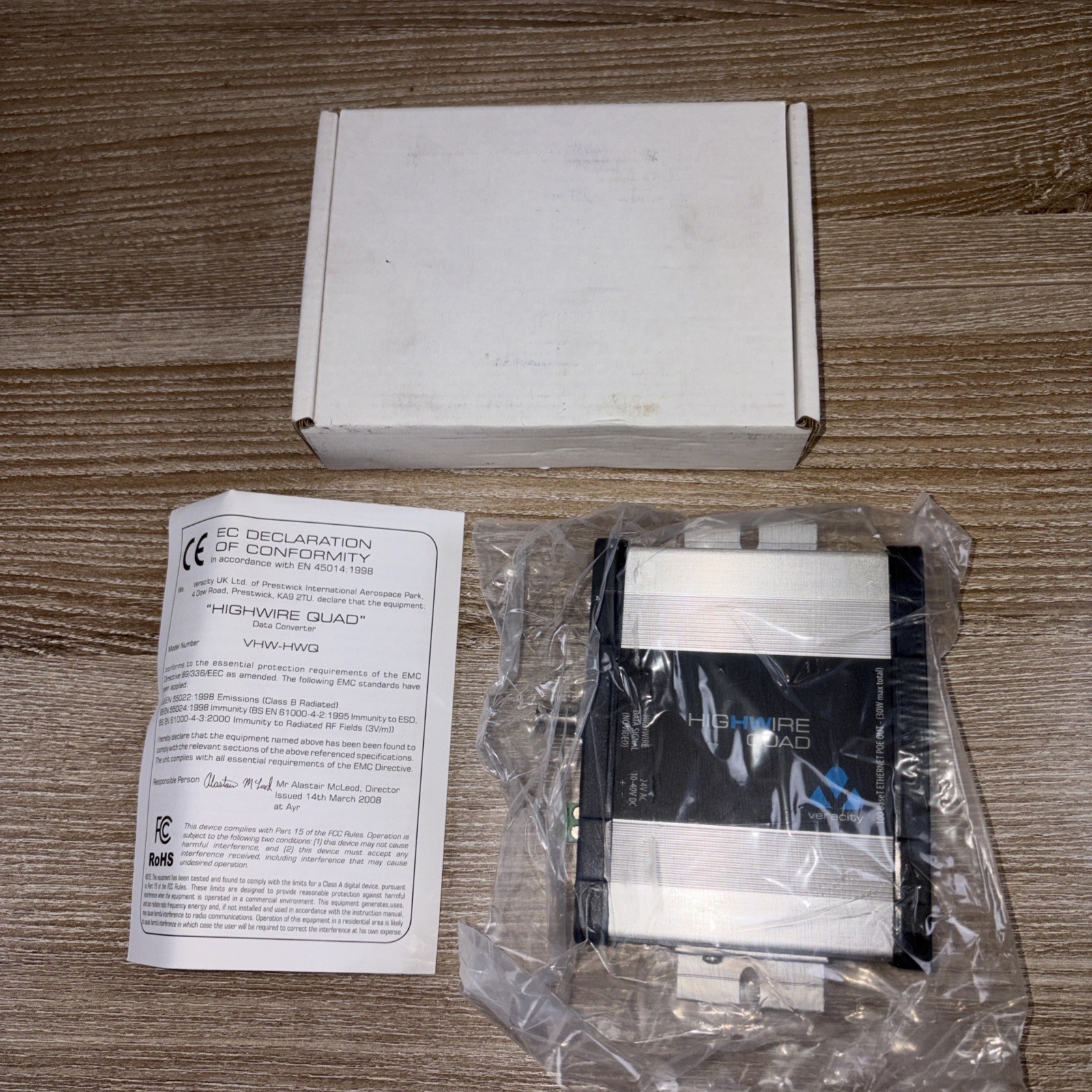 Veracity VHW-HWPS-C4 HIGHWIRE Powerstar Quad 4-Port PoE Switch Over Coax Cable