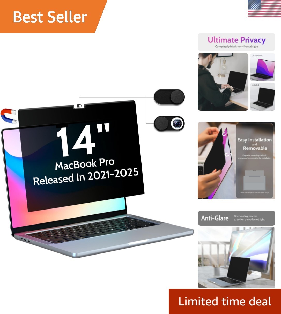 Magnetic Privacy Screen for MacBook Pro 14 Inch 2021-2025, M1, M2, M3, M4, M5…