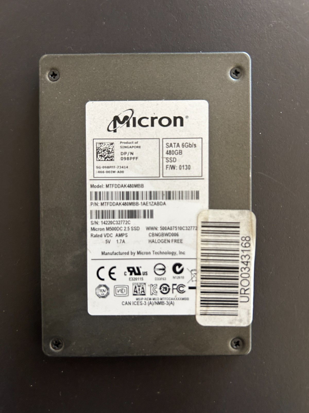 Micron 2.5″ 480GB SOLID STATE SSD Drive SATA
