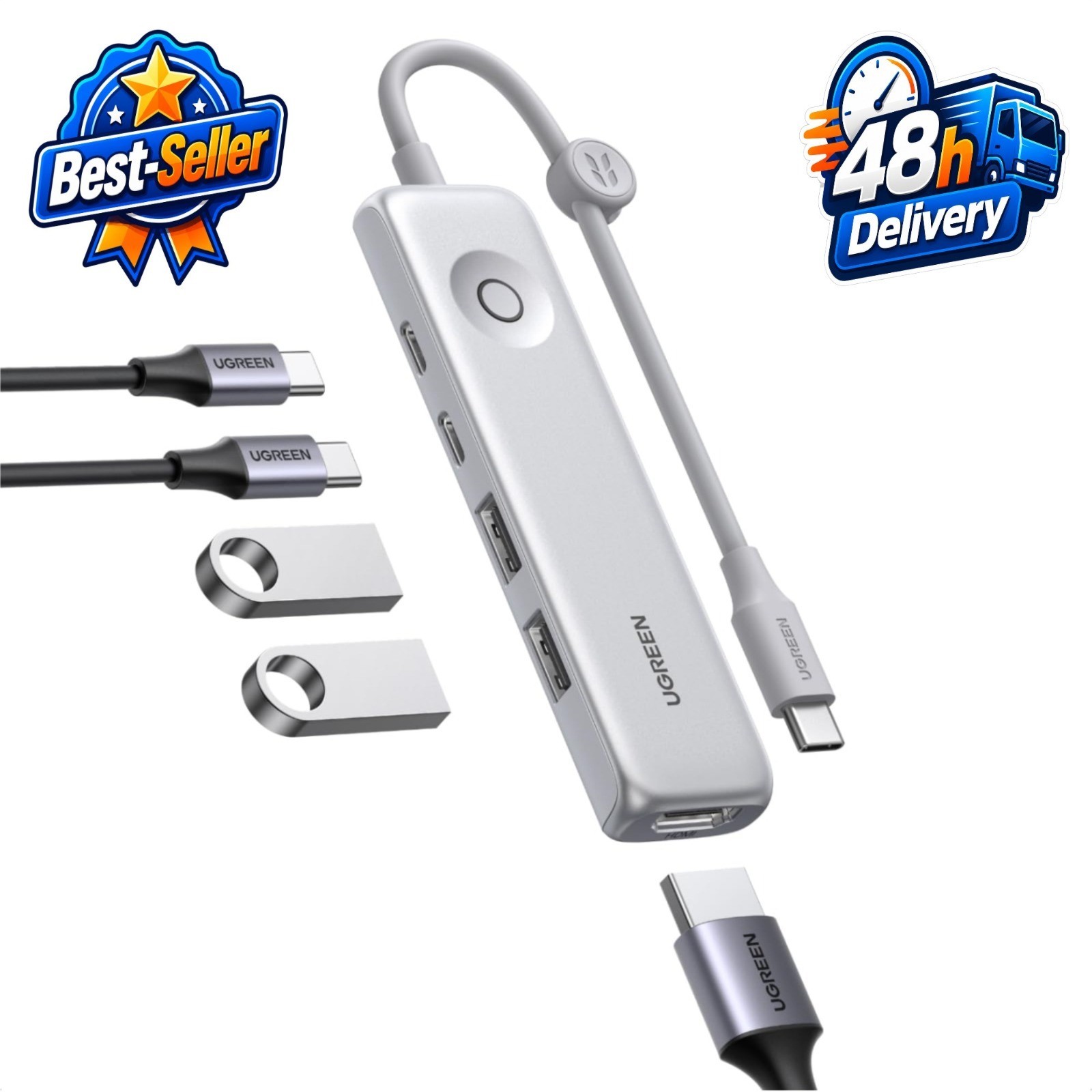 UGREEN USB C Hub 5-in-1 Adapter 100W PD 4K HDMI 10Gbps for MacBook/iPad