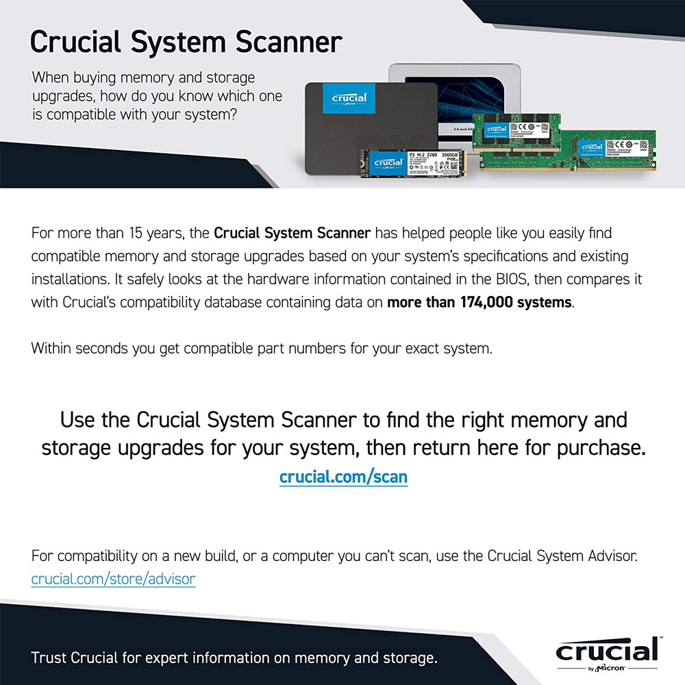 Crucial CT2000BX500SSD1 BX500 2TB 3D NAND SATA 2.5-Inch Internal SSD