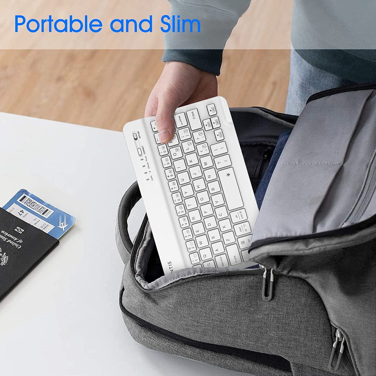 7-Inch Ultrathin (4mm) Wireless Bluetooth Keyboard for iPad Samsung iOS Android