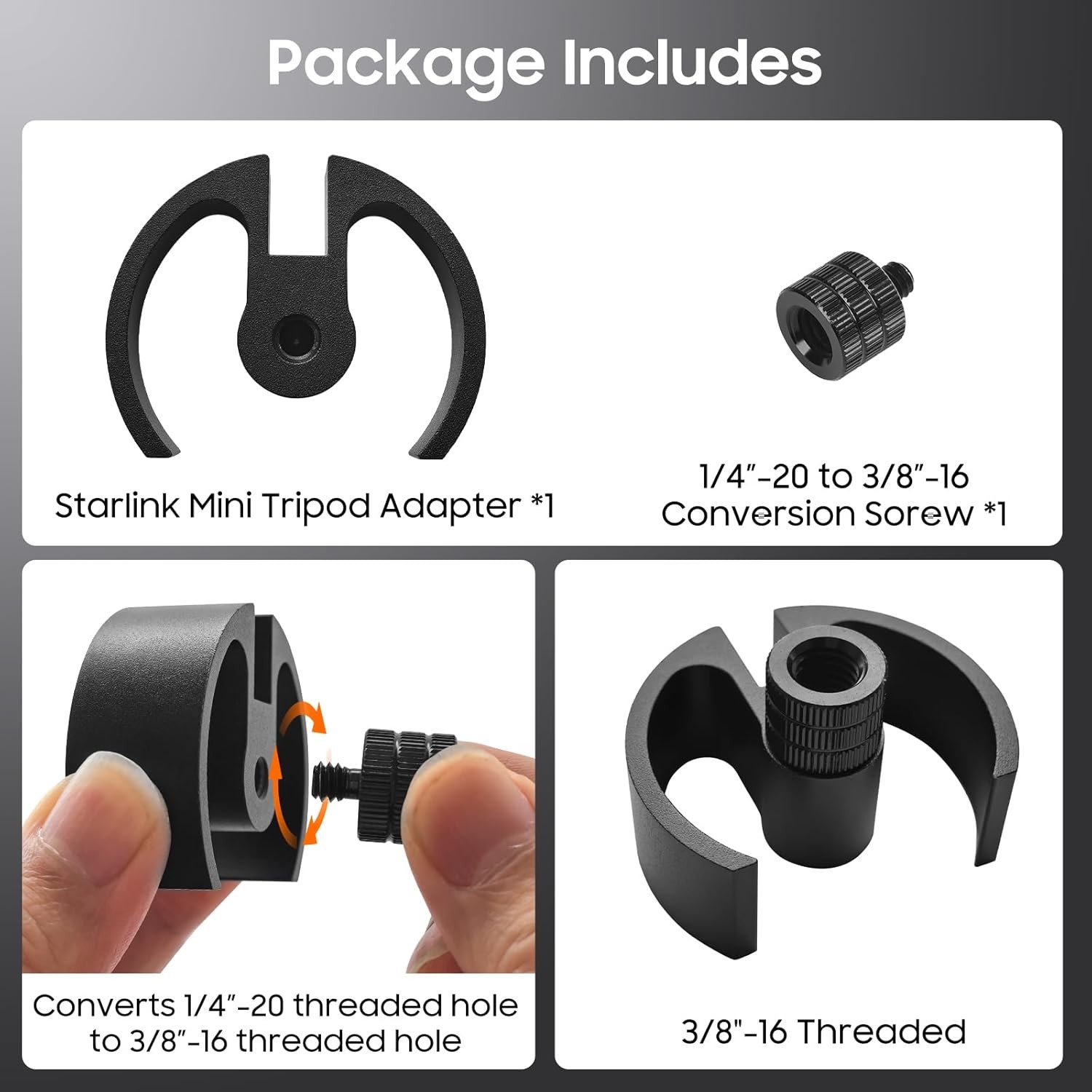 Starlink Mini Tripod Adapter – High-Strength H-20mm/0.78", Black