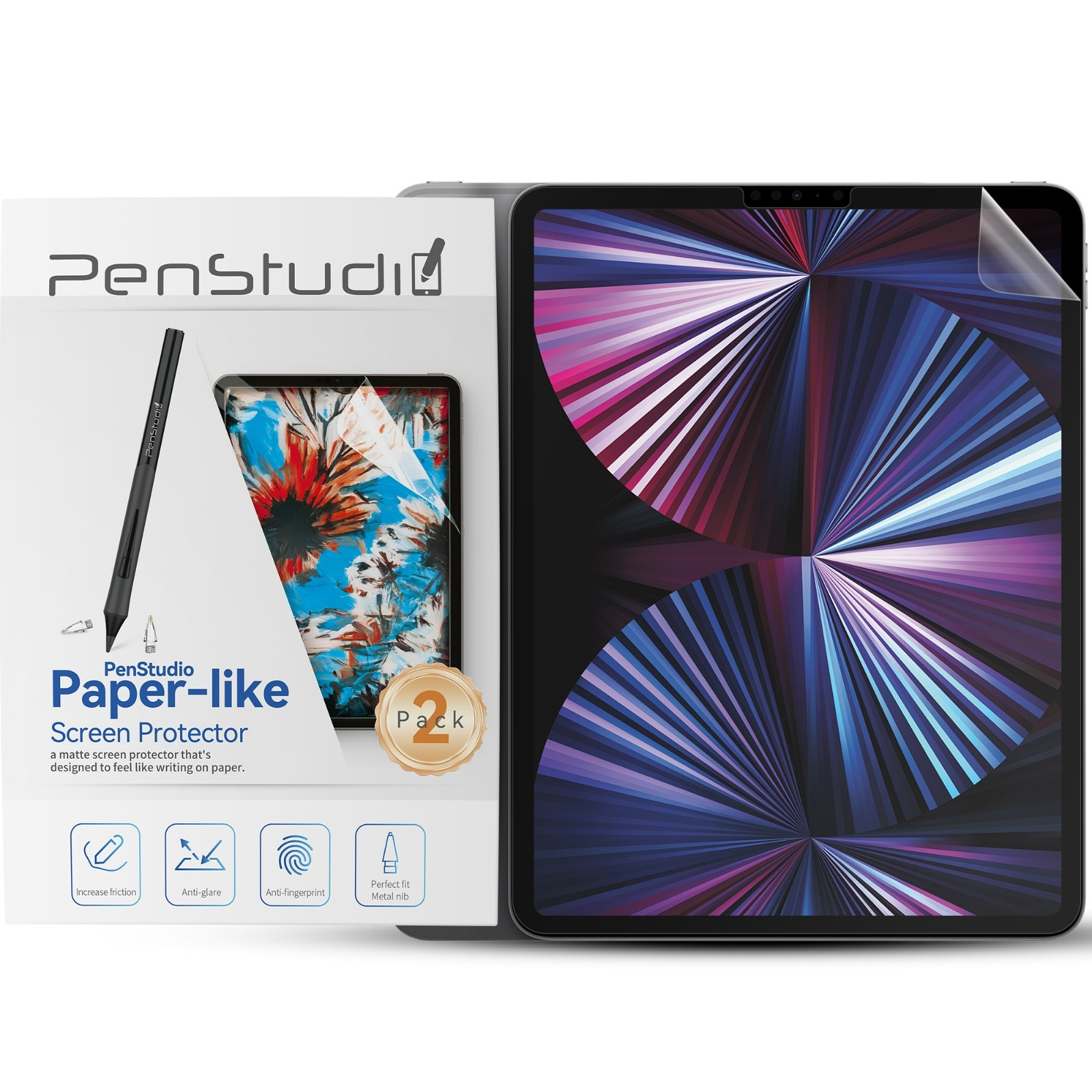 Penstudio Paper-Feel Screen Protector for iPad Pro 12.9″ 3/4/5/6 | Anti-Glare