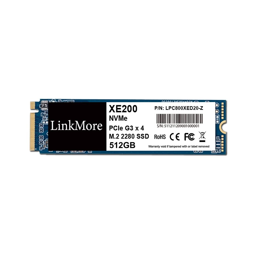 LinkMore XE200 512GB M.2 2280 PCIe Gen 3X4 NVMe 1.3 Internal SSD, Solid State Dr