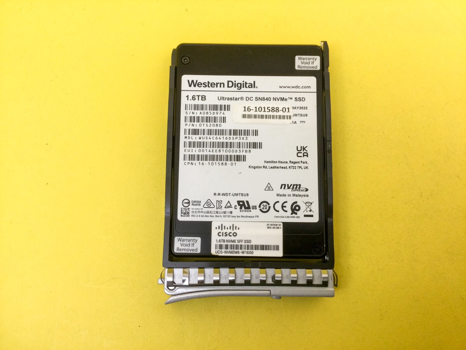 WUS4C6416DSP3X3 WD Ultrastar DC SN840 1.6TB PCIe NVMe 2.5in SSD UCS-NVMEM6-W1600