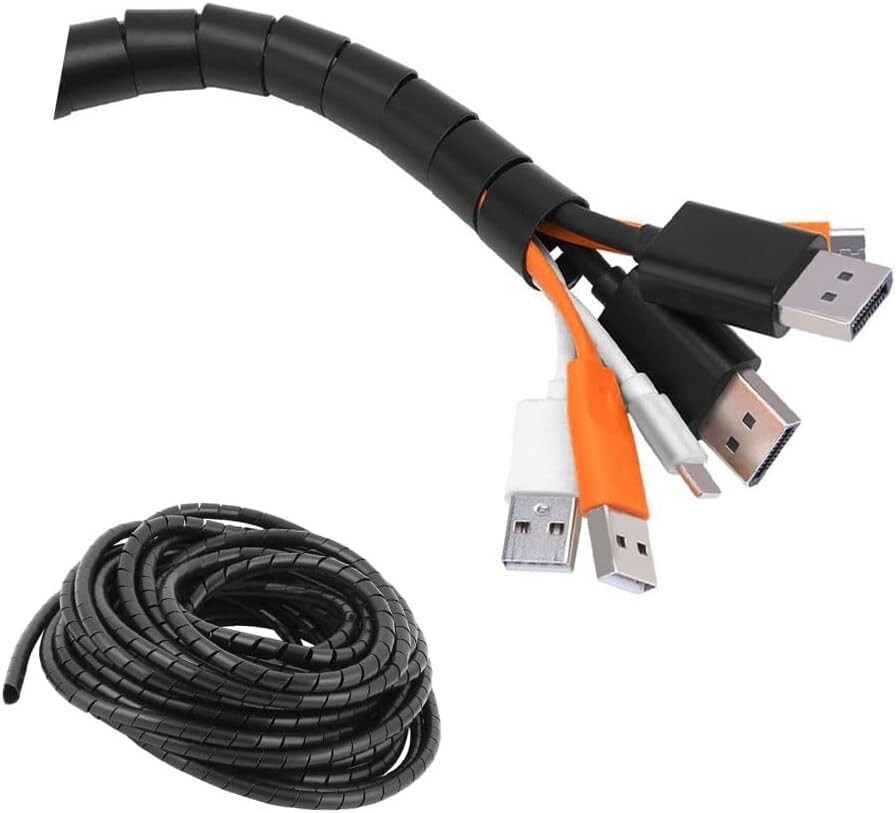 Spiral Cable Wrap – 45 Ft 1/4″ Spiral Wire Wrap Cord Covers Bundle Sleeve Hose f