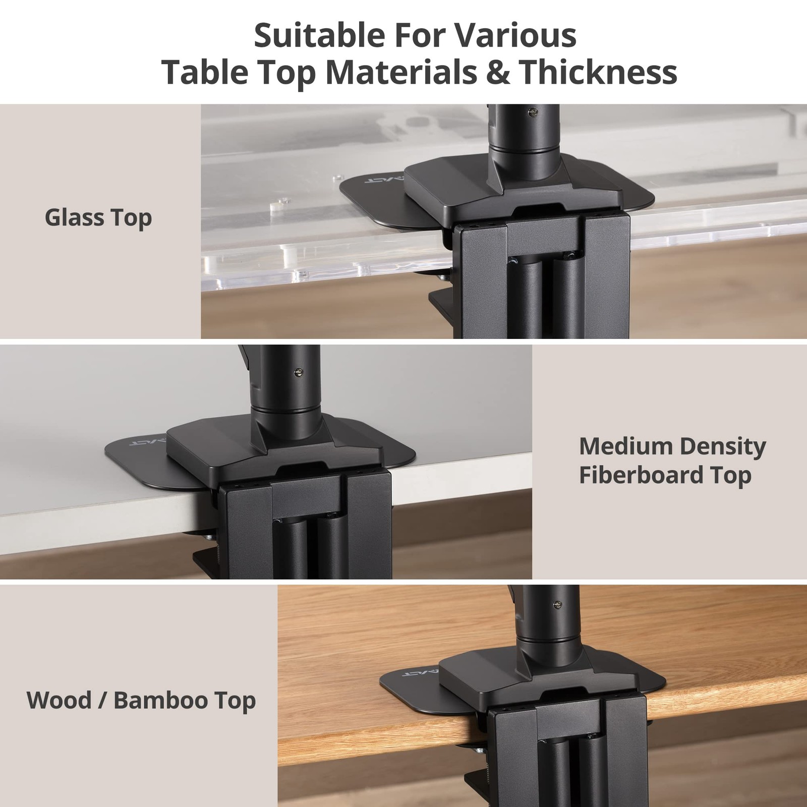Black Adjustable Reinforcement Plate Bracket Mount For Fragile Tabletop