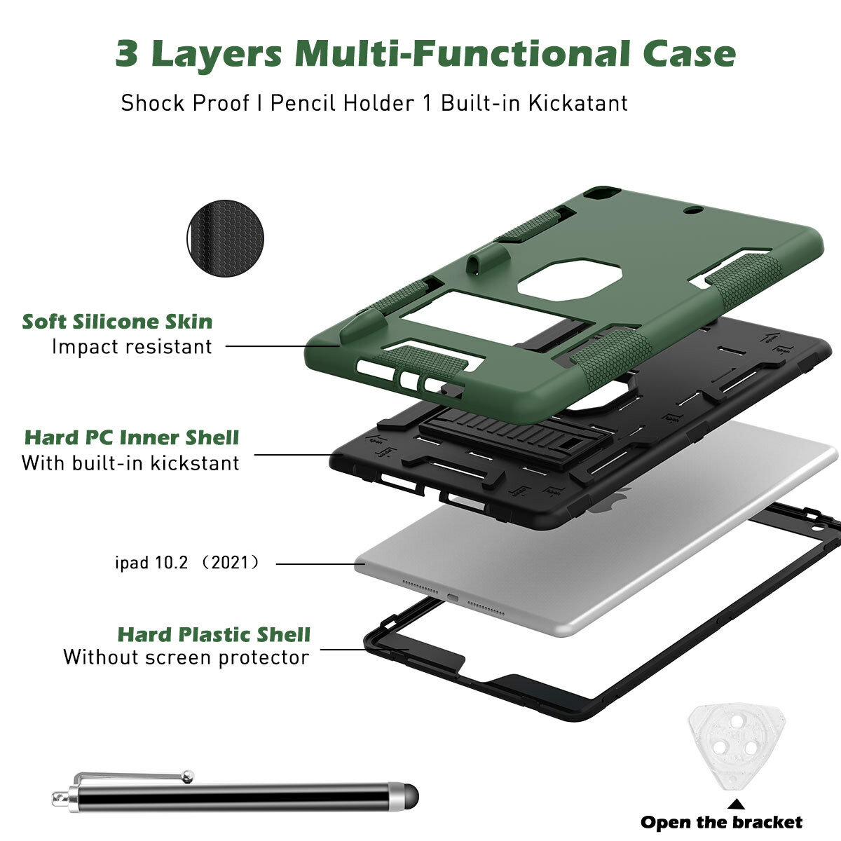 For iPad 9th/8th/7th Generation Case Shockproof Heavy Duty Stand Hard Cover