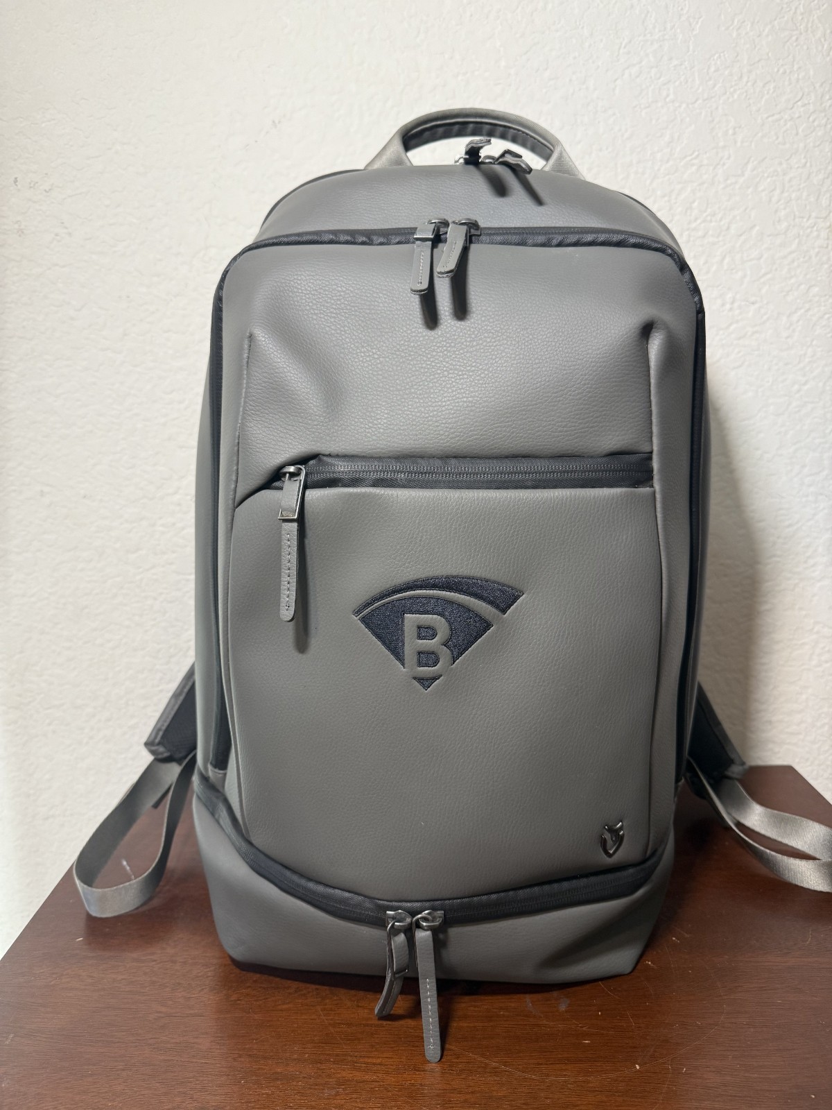 Vessel Signature RARE Embossed B Gray Backpack Premium Synthetic Leather