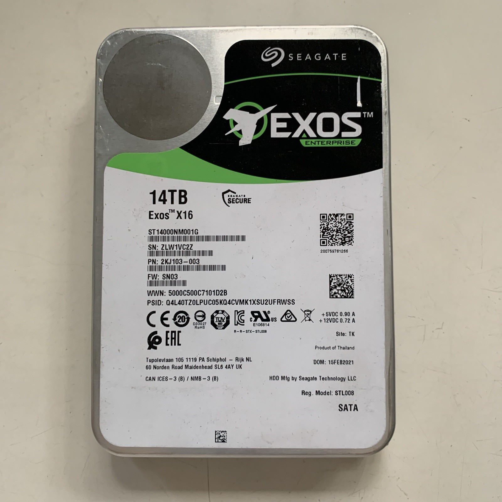 Seagate Exos X16 ST14000NM001G 14TB SATA 6Gb/s 3.5in Enterprise HDD Good Health