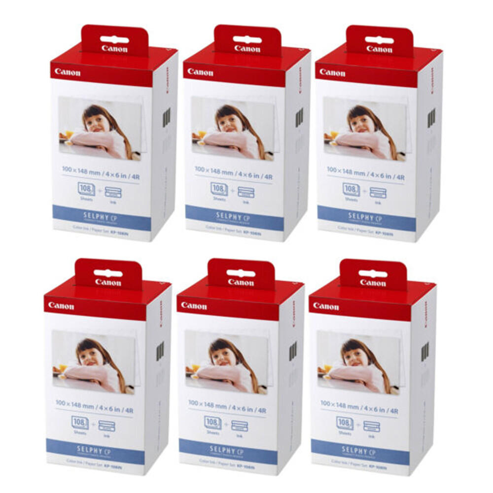 Canon KP-108IN Color Ink Paper Set 4×6 for Canon Selphy CP1300 CP1200 CP1500 Lot