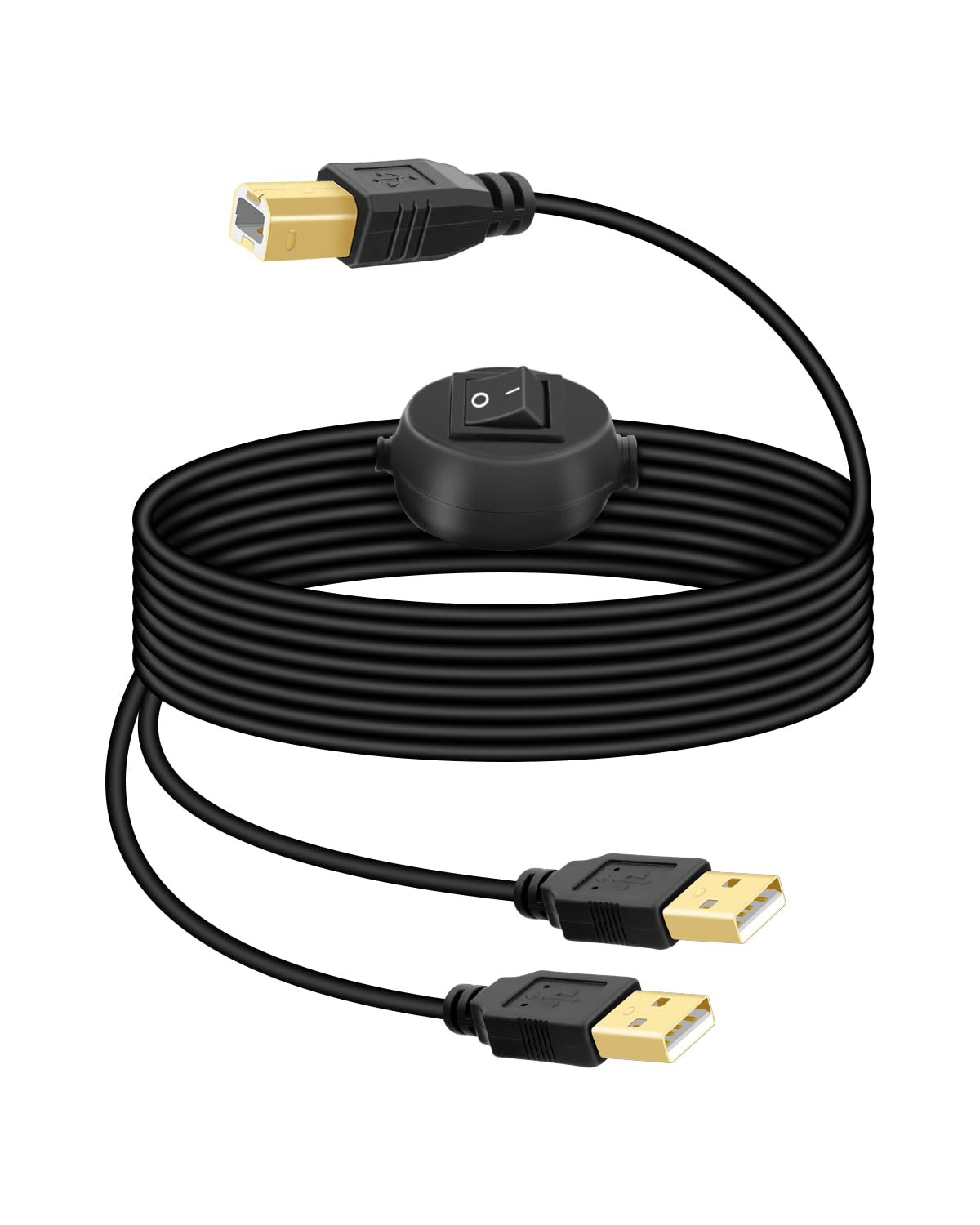 2 in 1 USB Printer Cable Splitter, USB a Male to USB B Male Printer Cable with T