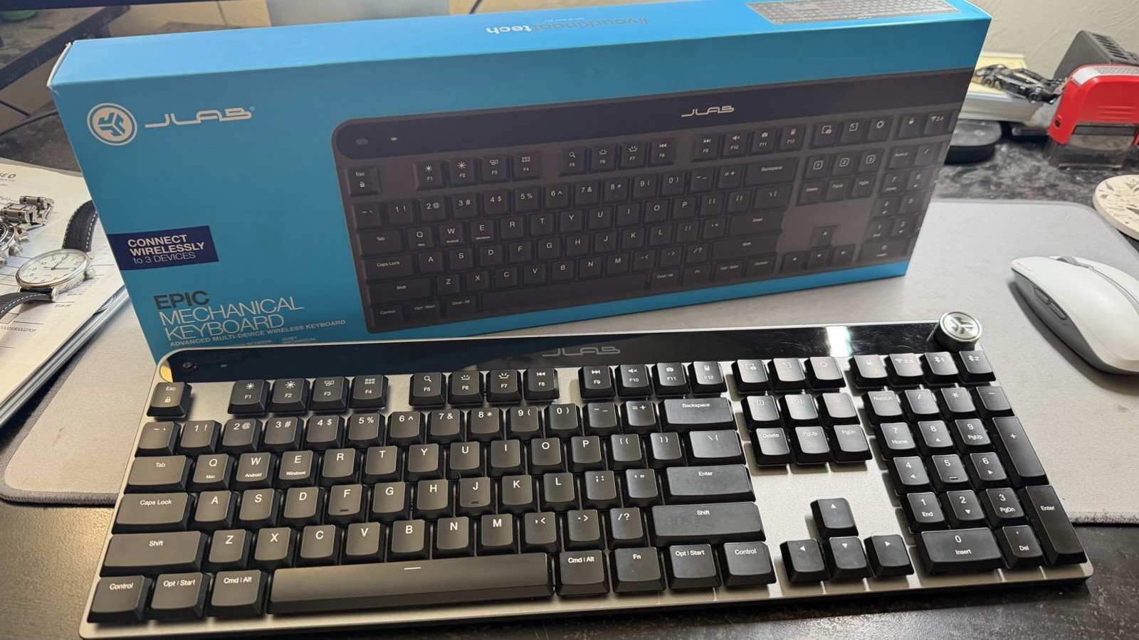 JLAB EPIC Mechanical Multi Device Wireless Keyboard, Black Excellent